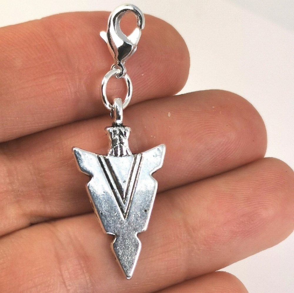 Clip On arrow head charms planner charms clipon silver bracelet dreadlocks